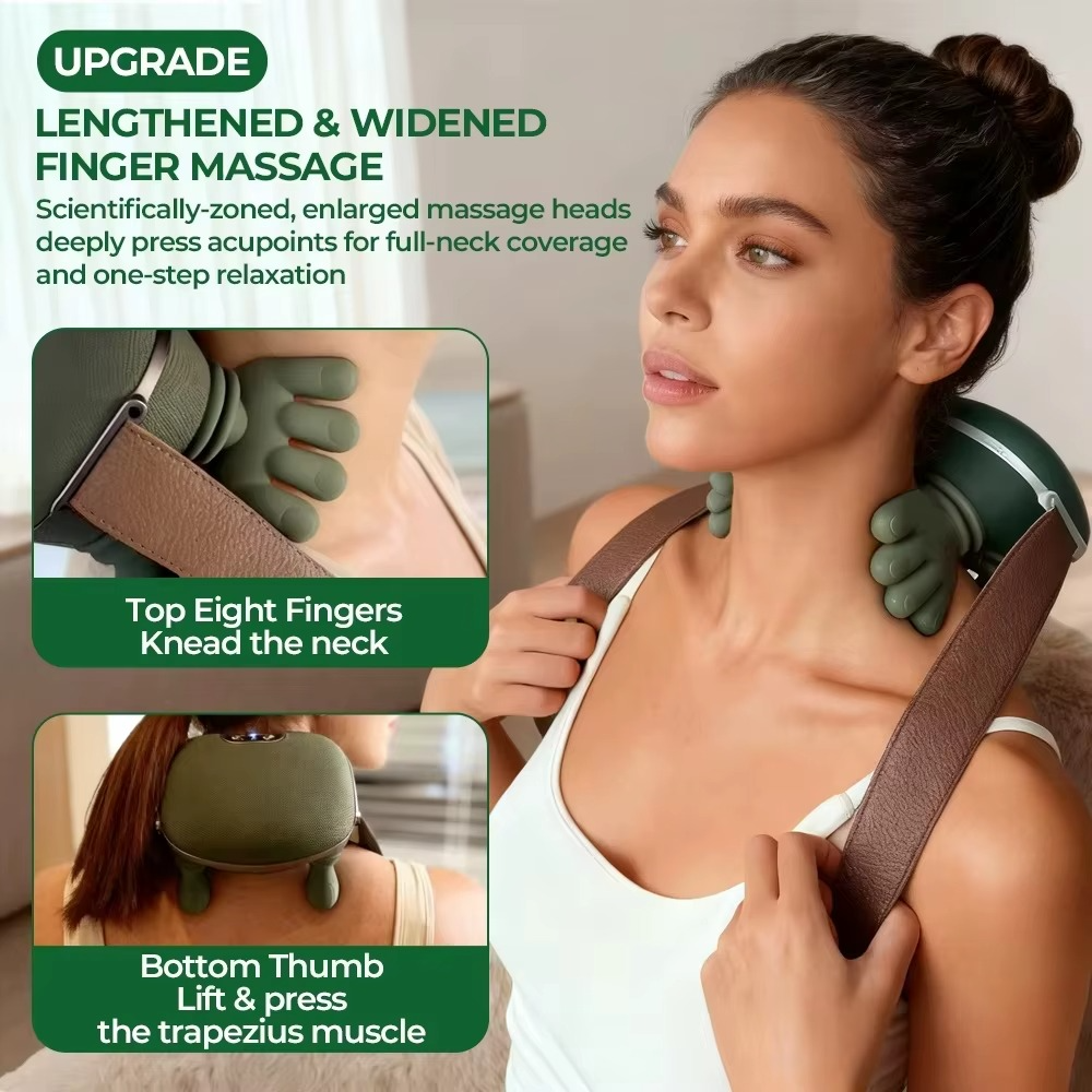 Woman enjoying a ByMaaf neck massage