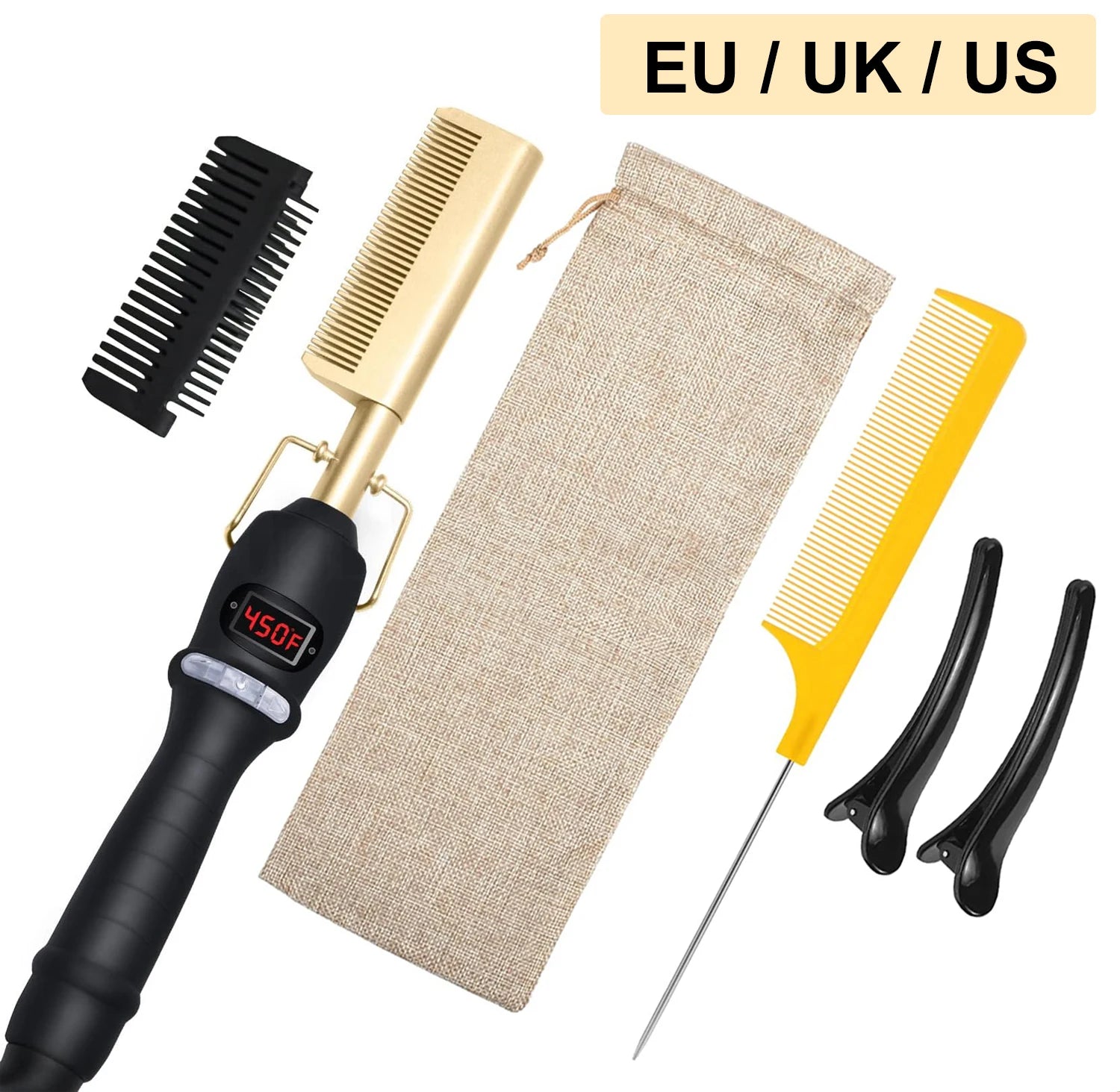 Dry And Wet Straight Hair Curling Copper Comb Bangs Straight Hair Electric Heating Curling Comb Hair Comb