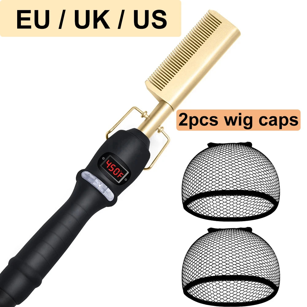Dry And Wet Straight Hair Curling Copper Comb Bangs Straight Hair Electric Heating Curling Comb Hair Comb