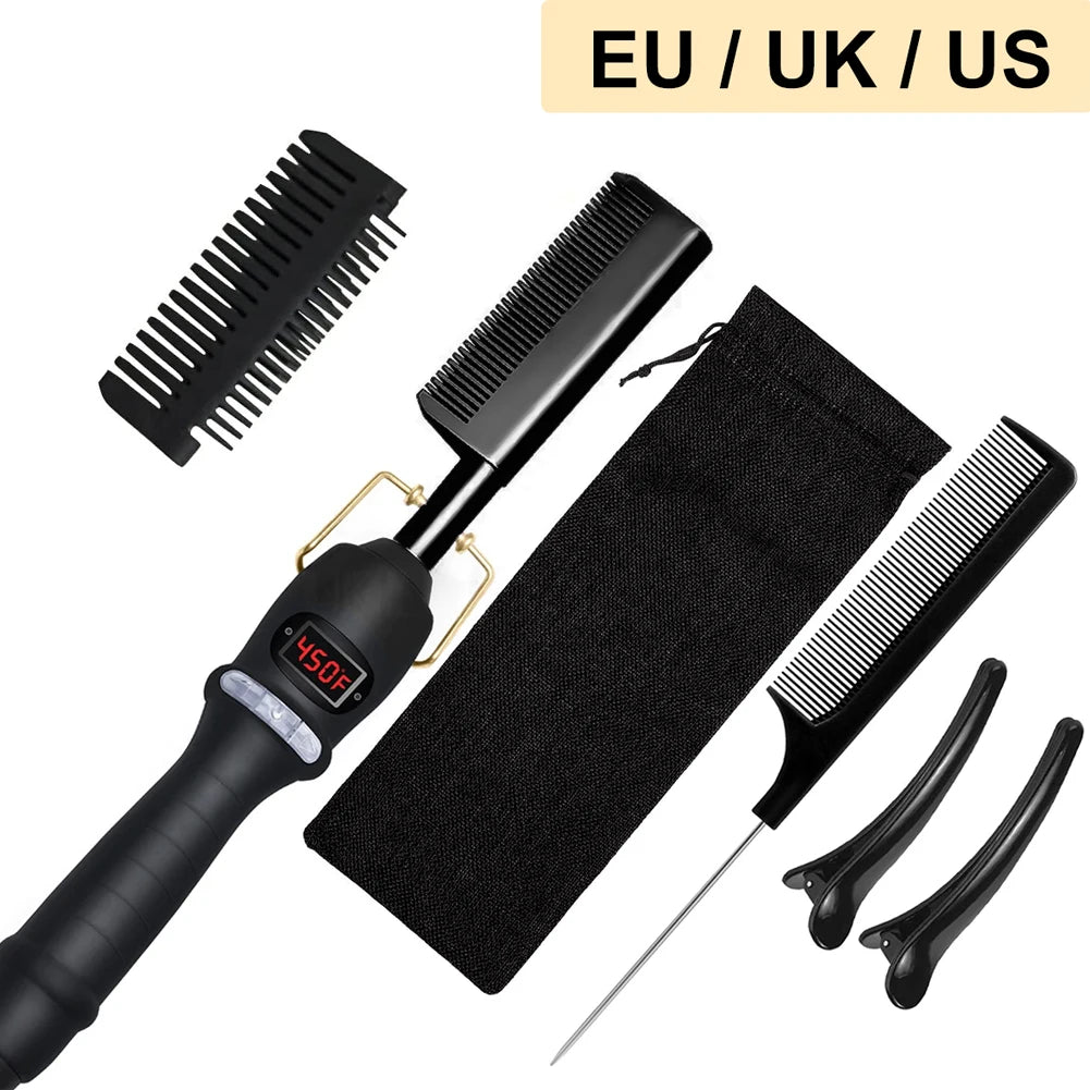 Dry And Wet Straight Hair Curling Copper Comb Bangs Straight Hair Electric Heating Curling Comb Hair Comb