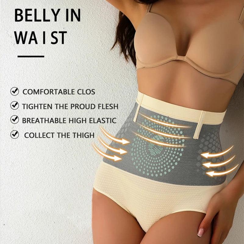 Seamless Shapewear Panties Women High Waist Tummy Control Panty Warmth Uterus Magnetic Slimming Pants Comfort Briefs Body Shaper
