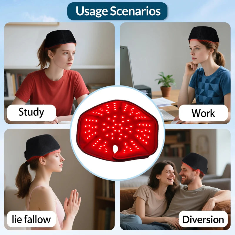Portable Infrared Light Red Light Therapy Cap LED Cap Hat Care Hair Growth Treatment Relieve Head Pain Machine for Home Use
