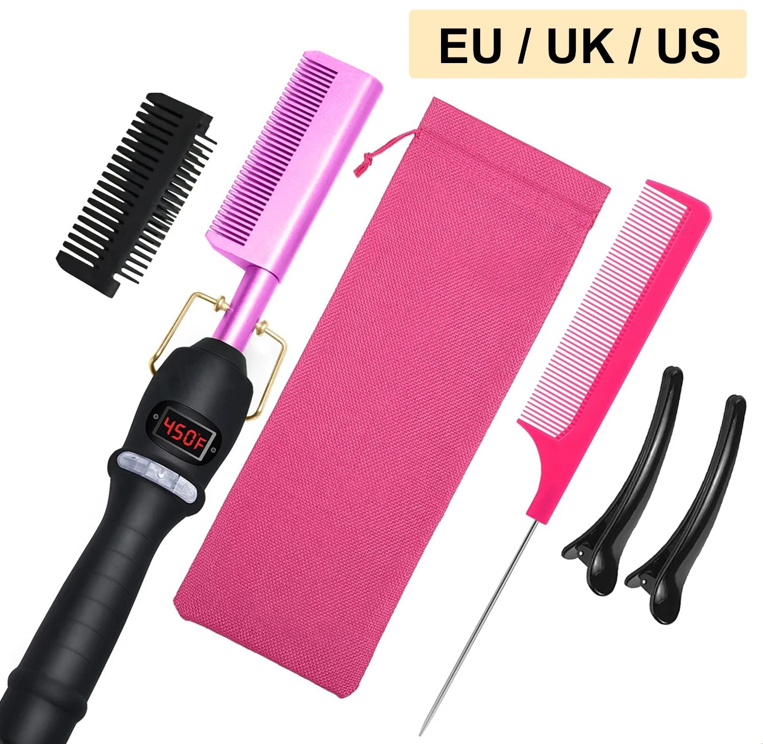 Dry And Wet Straight Hair Curling Copper Comb Bangs Straight Hair Electric Heating Curling Comb Hair Comb