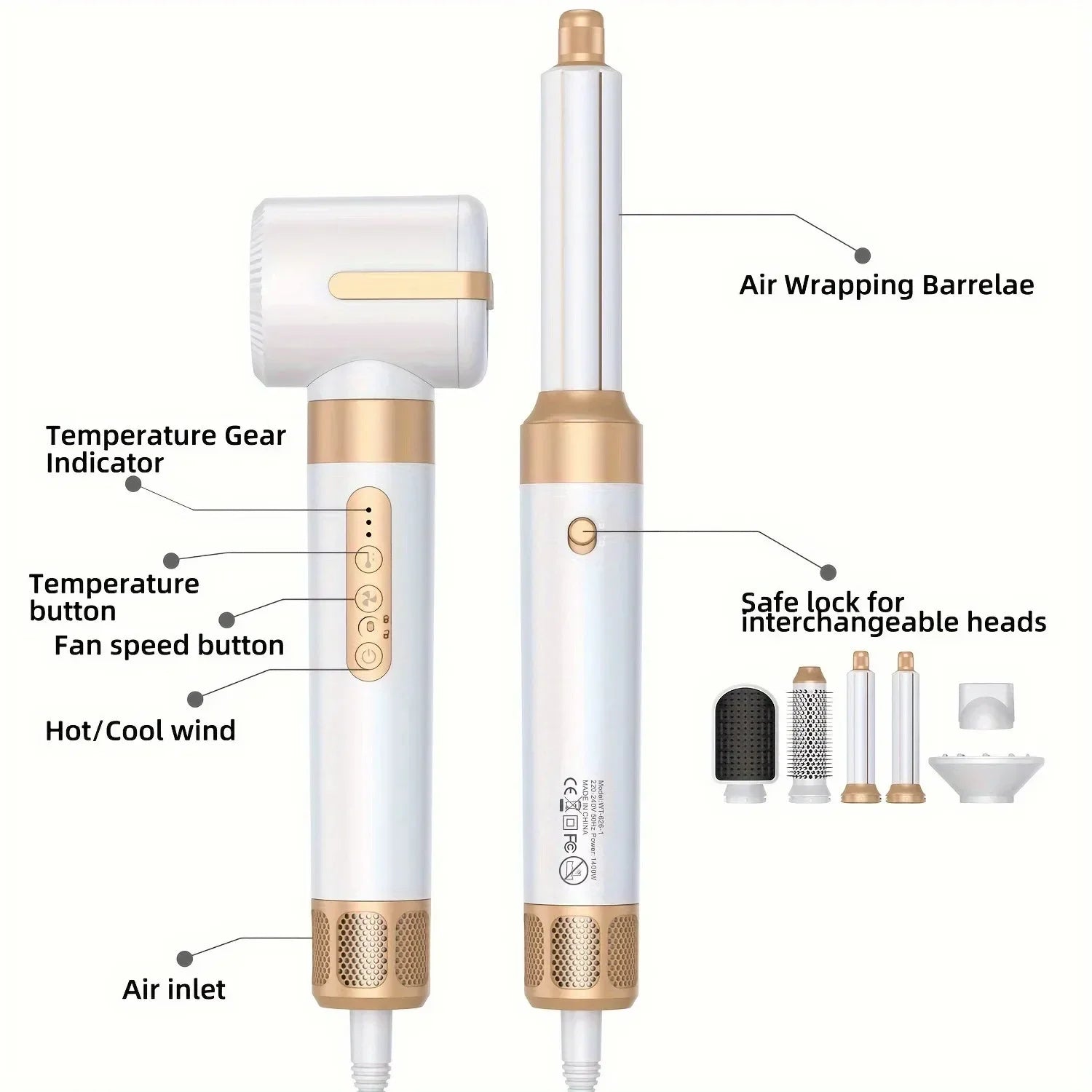 Tinsol 7 In 1 Hair Dryer Brush Brushless High Speed Hair Dryer with Diffuser Ionic Blow Dryer Hot Air Styling Comb Hair Curler