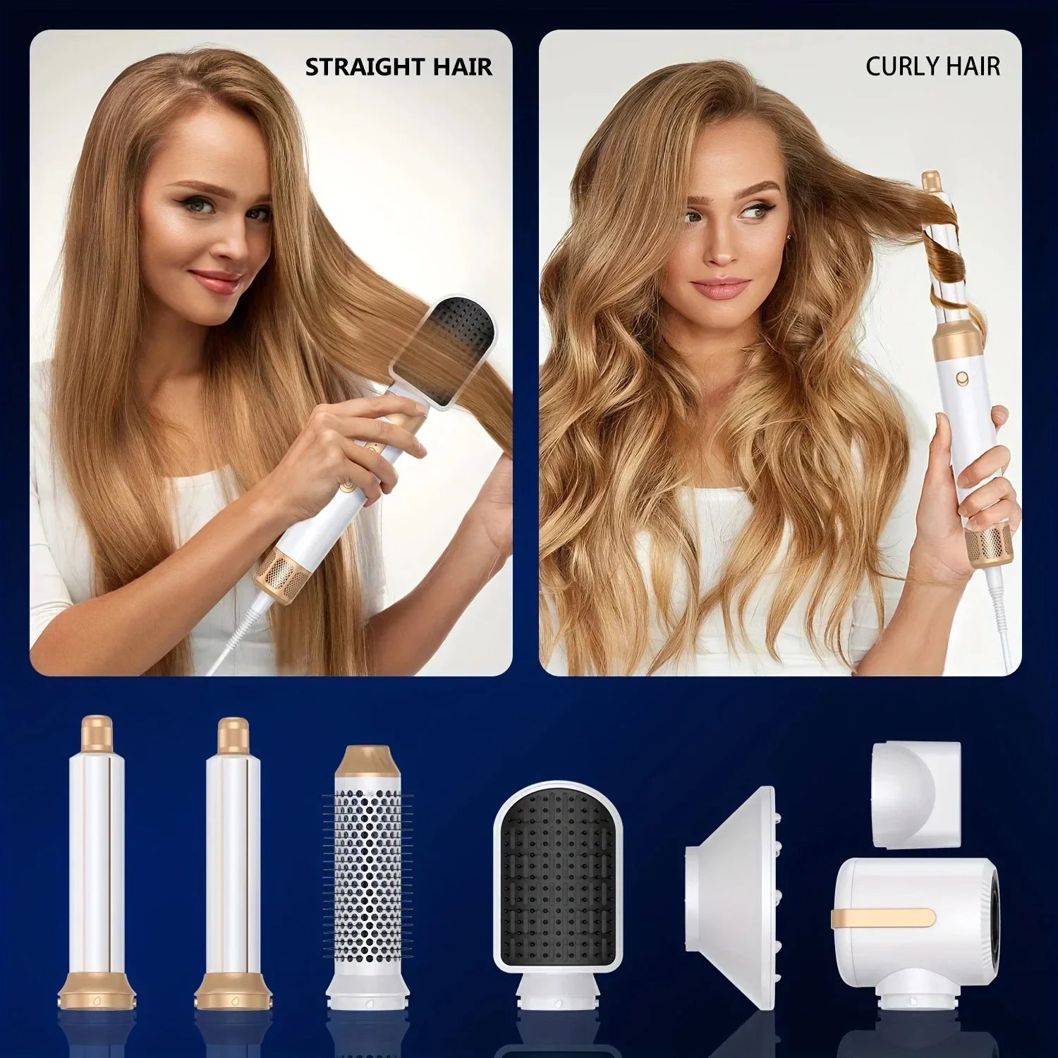 Tinsol 7 In 1 Hair Dryer Brush Brushless High Speed Hair Dryer with Diffuser Ionic Blow Dryer Hot Air Styling Comb Hair Curler