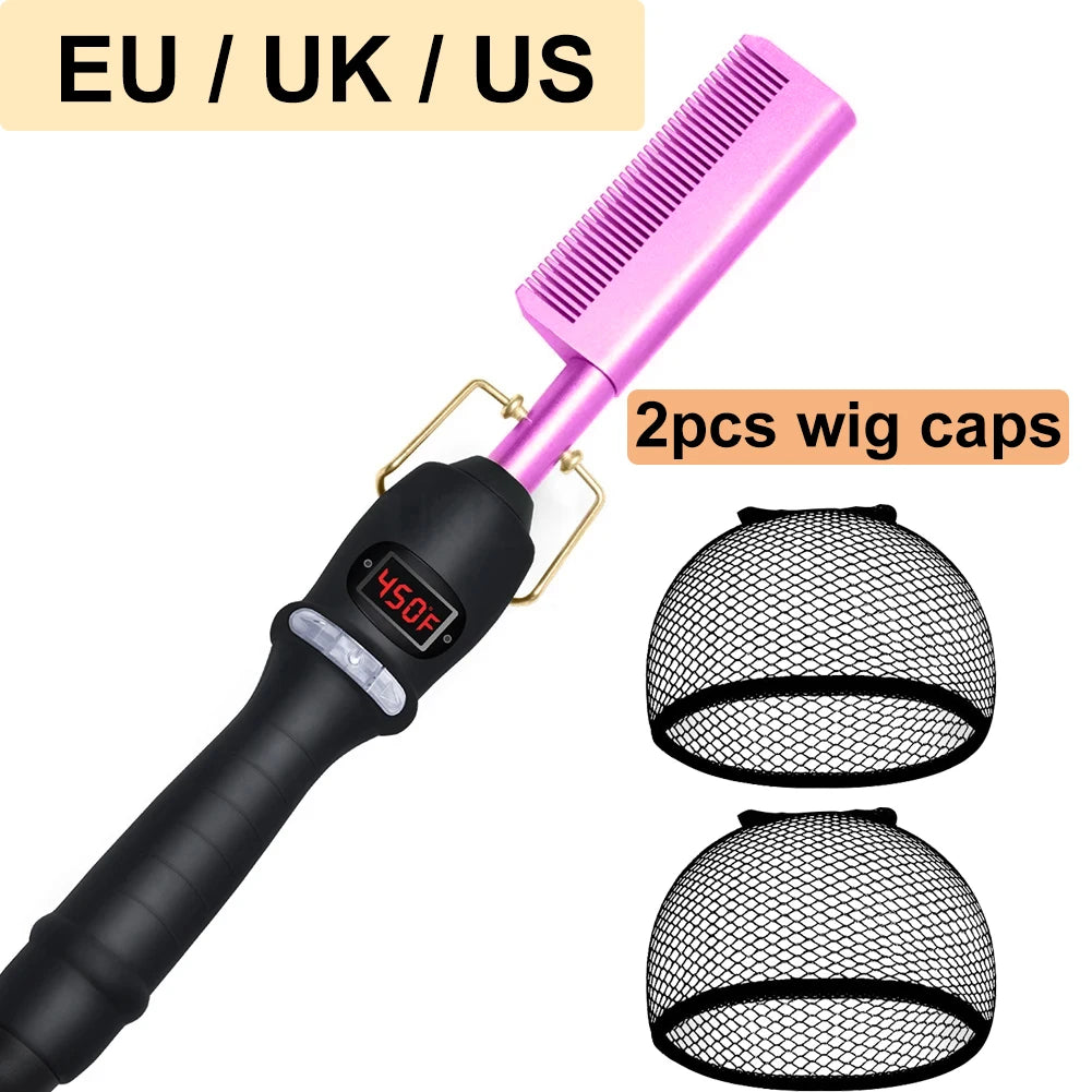 Dry And Wet Straight Hair Curling Copper Comb Bangs Straight Hair Electric Heating Curling Comb Hair Comb