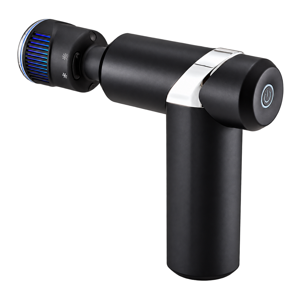 ThermaFlow hot and cold massage gun isolated for the interactive product display.